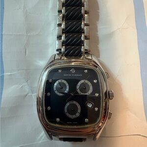 David Yurman Silver and Black Chronograph Watch